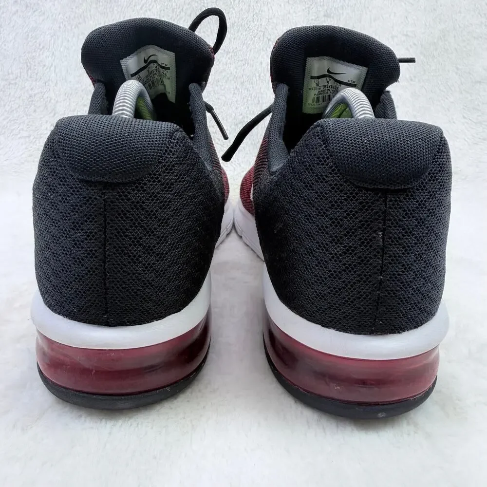 Nike Air Max Sequent 2 Mens Running Sneakers Black White Red Size 10